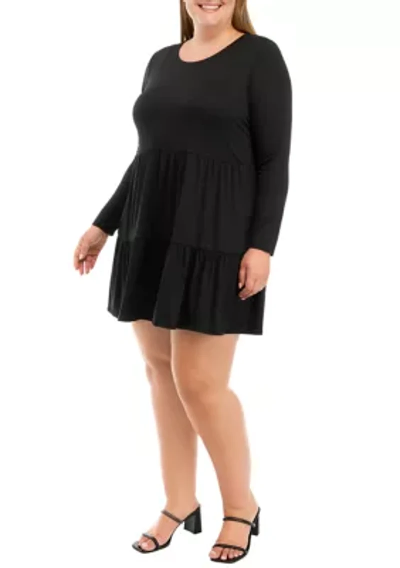 Plus Long Sleeve Yummy Babydoll Dress