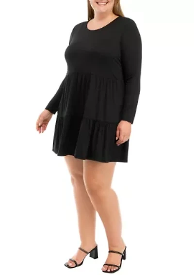 Plus Long Sleeve Yummy Babydoll Dress