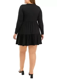 Plus Long Sleeve Yummy Babydoll Dress