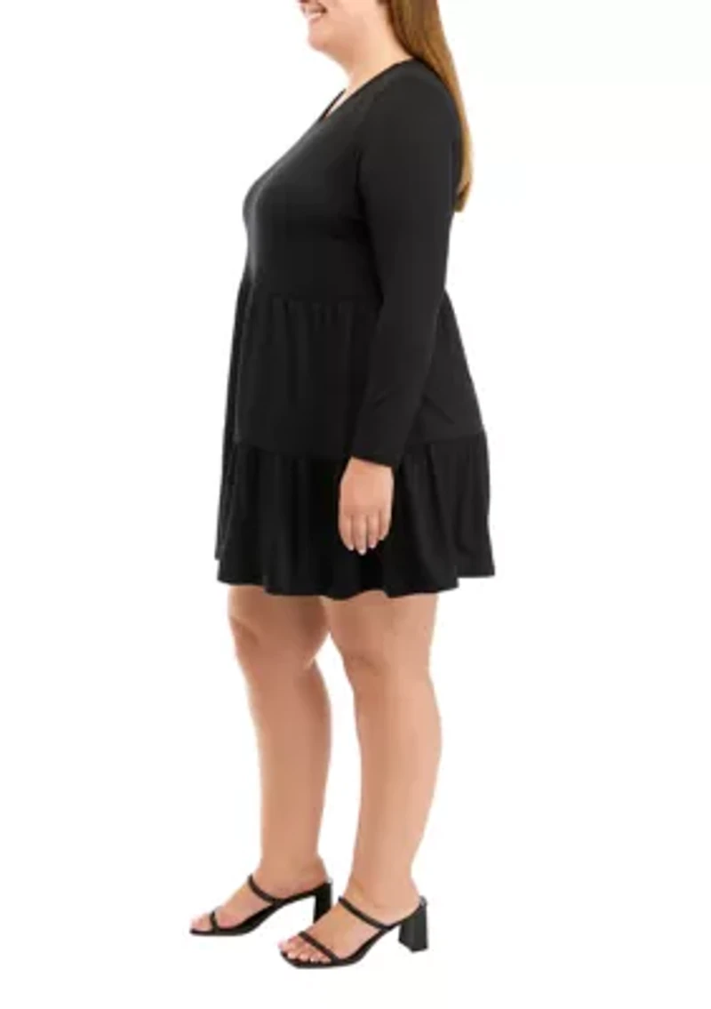 Plus Long Sleeve Yummy Babydoll Dress