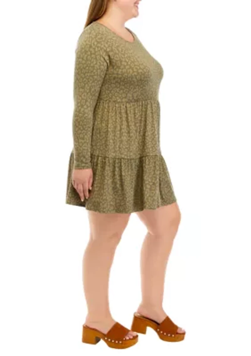 Plus Long Sleeve Yummy Babydoll Dress