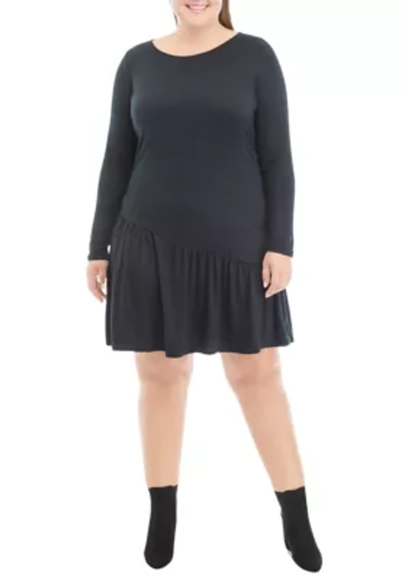 Plus Long Sleeve Asymmetrical Yummy Dress