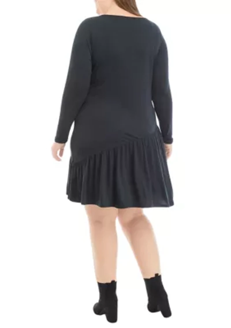 Plus Long Sleeve Asymmetrical Yummy Dress