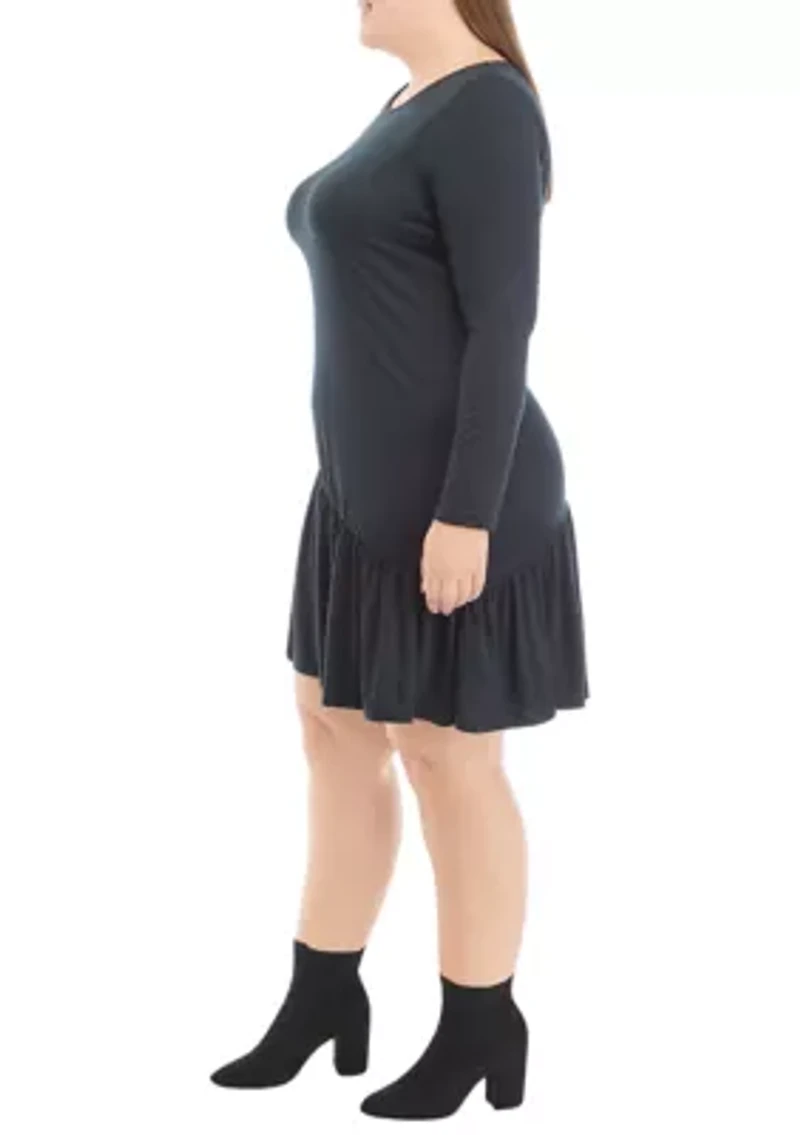 Plus Long Sleeve Asymmetrical Yummy Dress