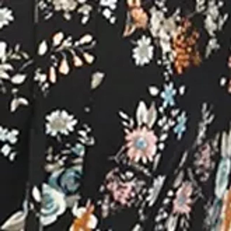Plus 3/4 Blouson Sleeve Floral Babydoll Dress