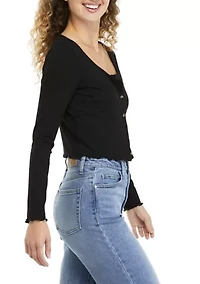 Juniors' Long Sleeve Cardigan Tank Set