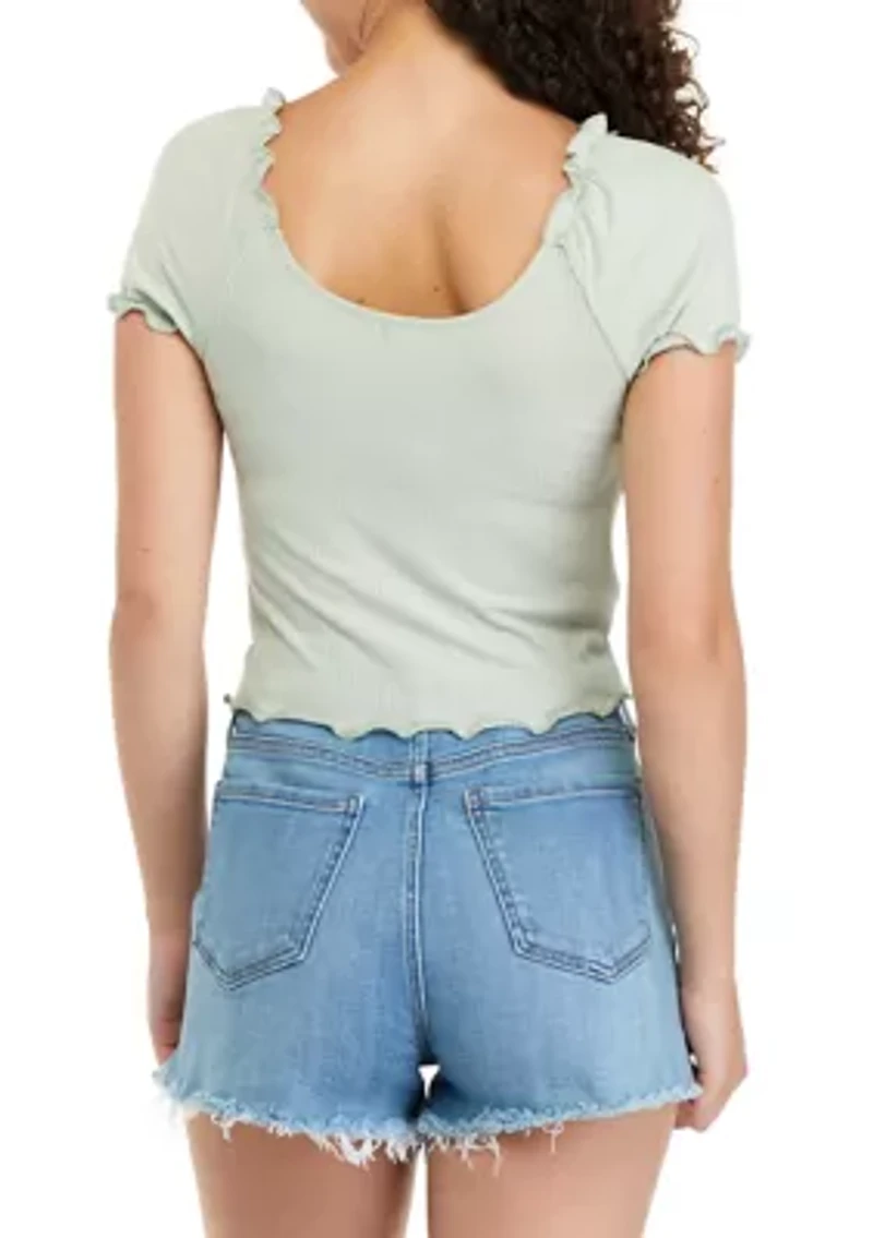 Juniors' Puff Sleeve Baby T-Shirt