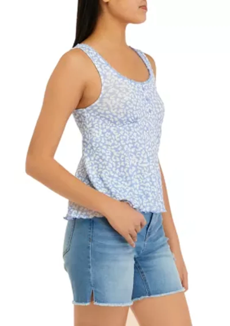 Juniors' Sleeveless Henley Babydoll Tank Top