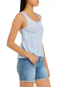 Juniors' Sleeveless Henley Babydoll Tank Top