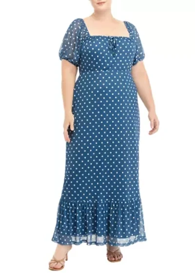 Plus Puff Sleeve Midi Dress
