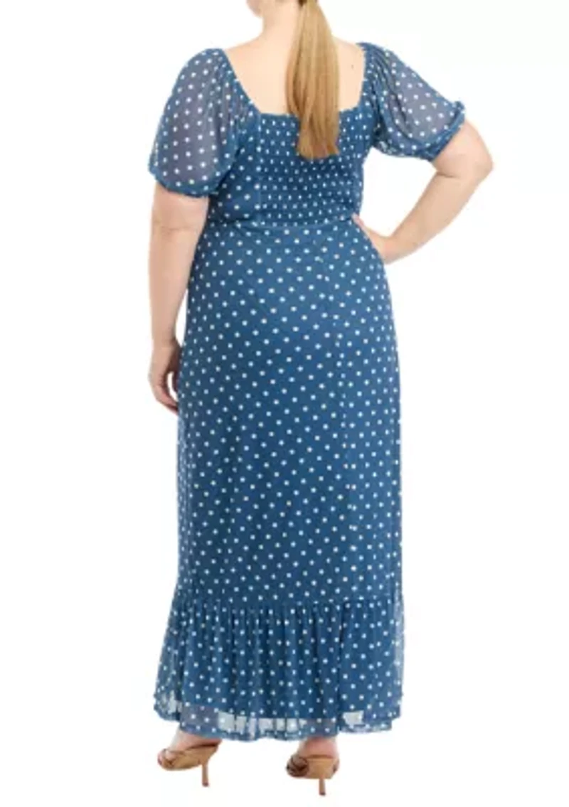 Plus Puff Sleeve Midi Dress