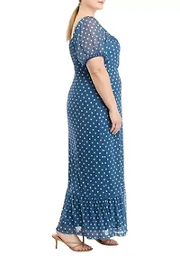 Plus Puff Sleeve Midi Dress
