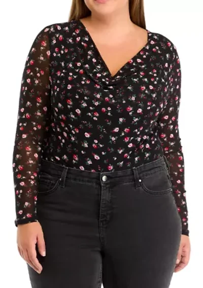 Plus Mesh Drape Bodysuit