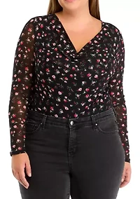 Plus Mesh Drape Bodysuit