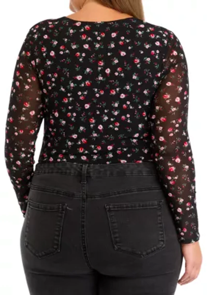 Plus Mesh Drape Bodysuit