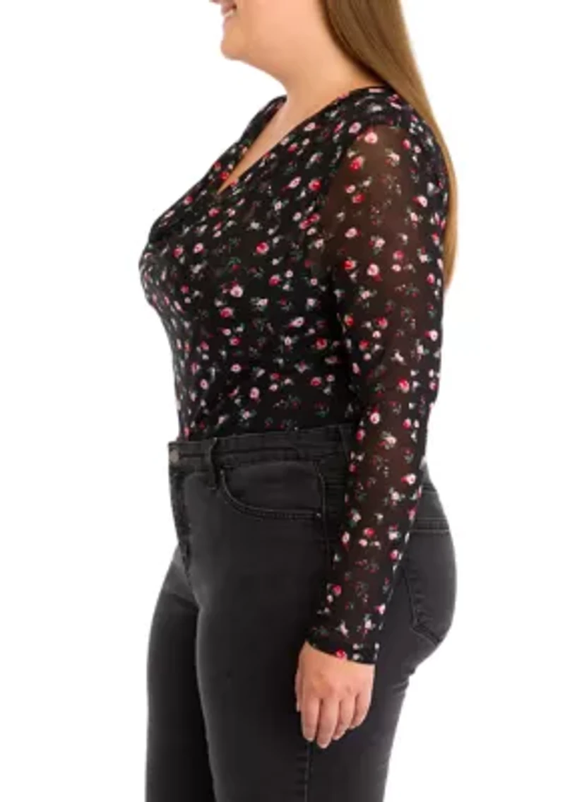 Plus Mesh Drape Bodysuit