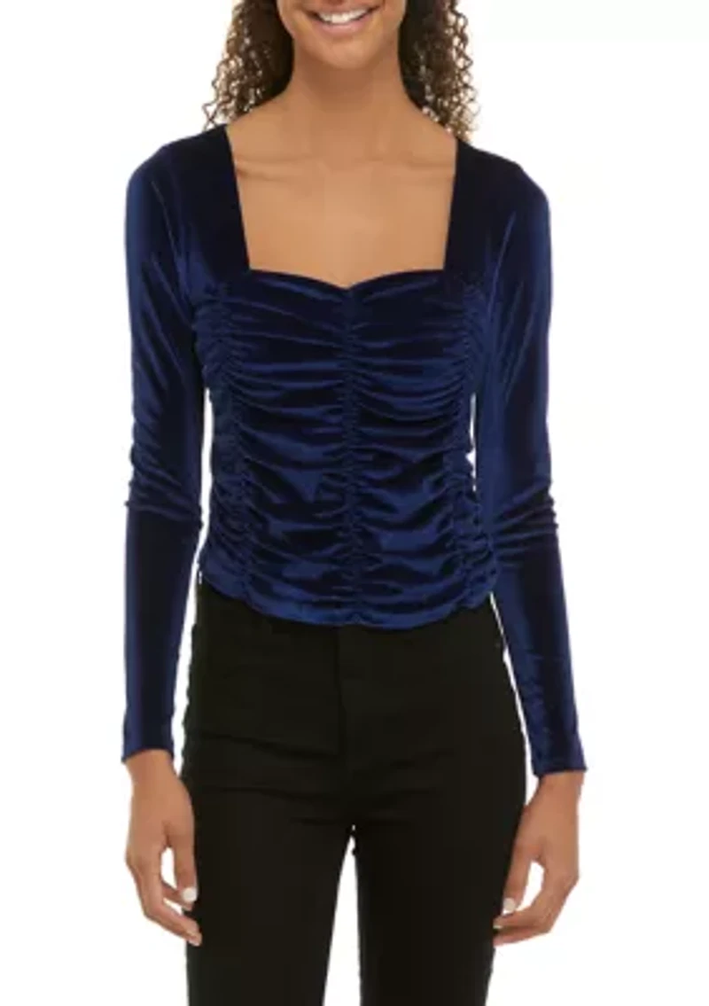 Women's Ruched Velvet Top