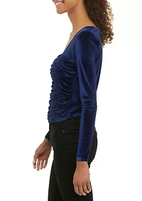 Women's  Ruched Velvet Top