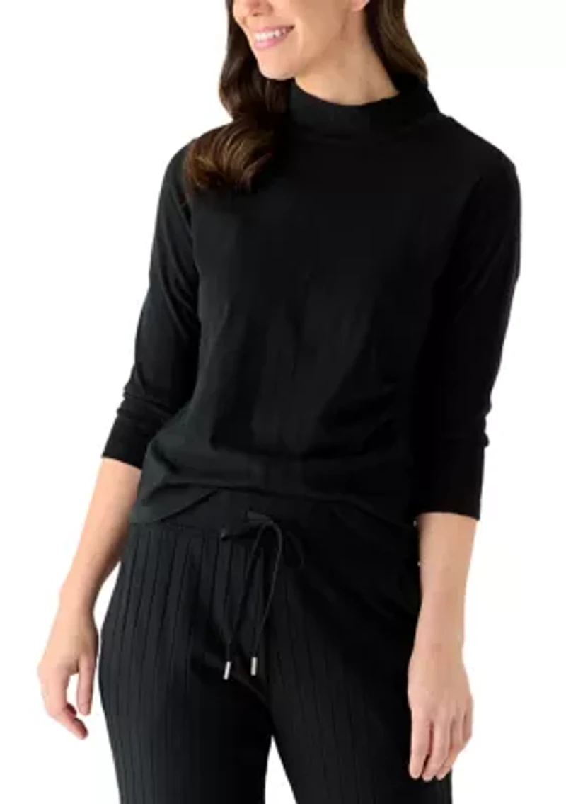 Women's Brushed Rib High Neck Top