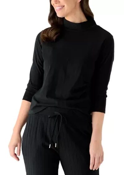 Women's Brushed Rib High Neck Top