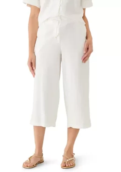 Petite Linen Wide Leg Cropped Pants