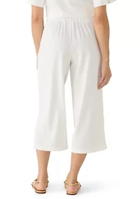 Petite Linen Wide Leg Cropped Pants