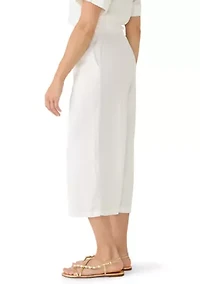 Petite Linen Wide Leg Cropped Pants