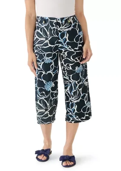 Petite Linen Wide Leg Cropped Pants