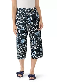 Petite Linen Wide Leg Cropped Pants