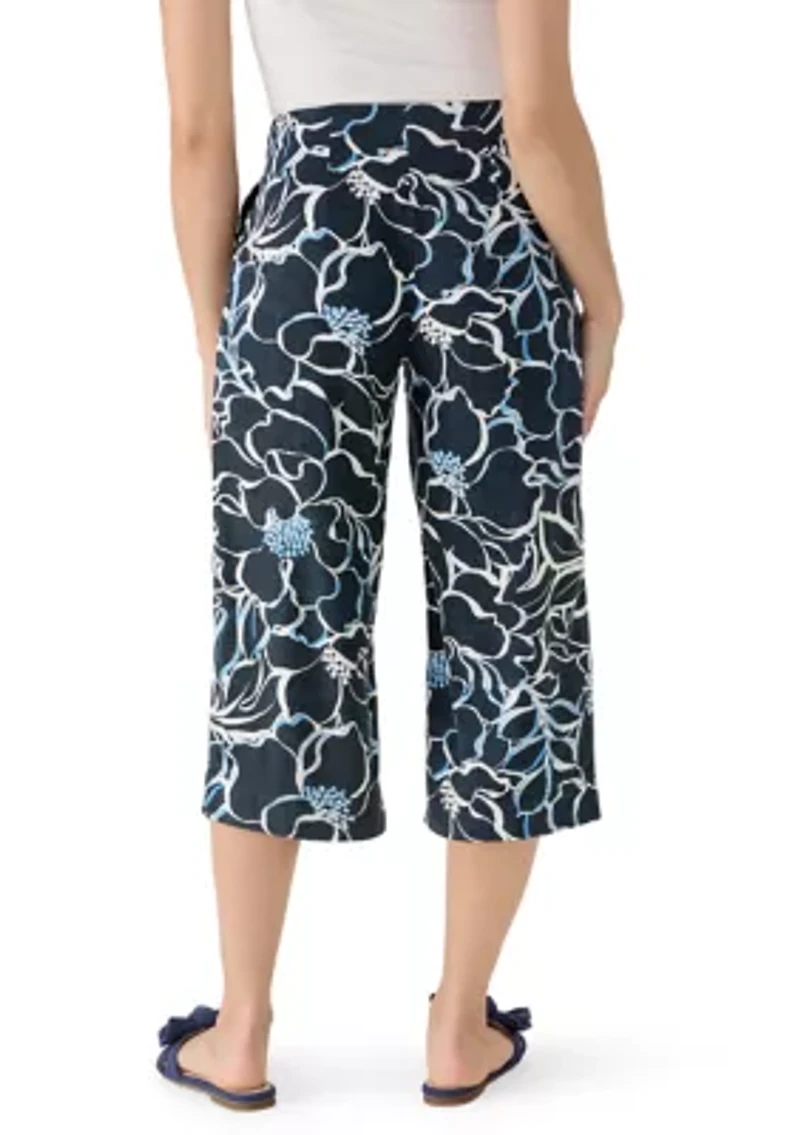 Petite Linen Wide Leg Cropped Pants