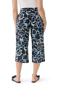 Petite Linen Wide Leg Cropped Pants
