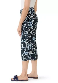 Petite Linen Wide Leg Cropped Pants
