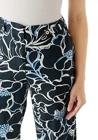 Petite Linen Wide Leg Cropped Pants