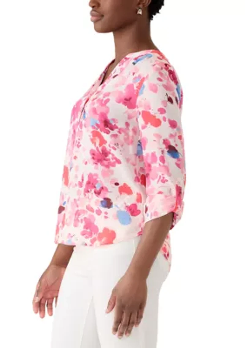 Petite Long Sleeve Henley Top