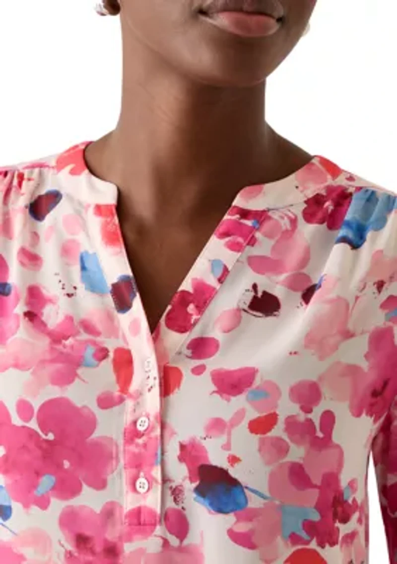 Petite Long Sleeve Henley Top