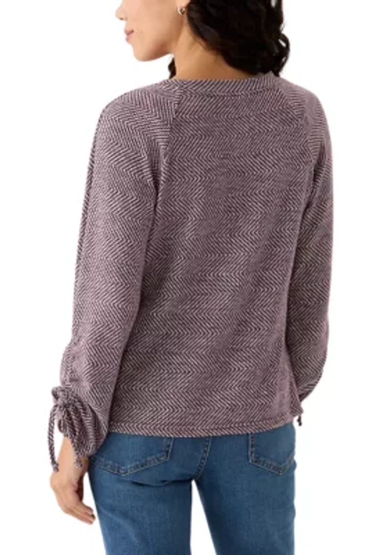 Petite Chevron Two Tone Knit Top