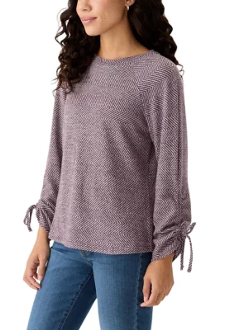 Petite Chevron Two Tone Knit Top