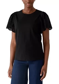 Petite Short Sleeve Slub Jersey Top