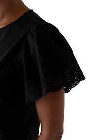 Petite Short Sleeve Slub Jersey Top