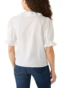 Petite Ruffle Sleeve V-Neck Top