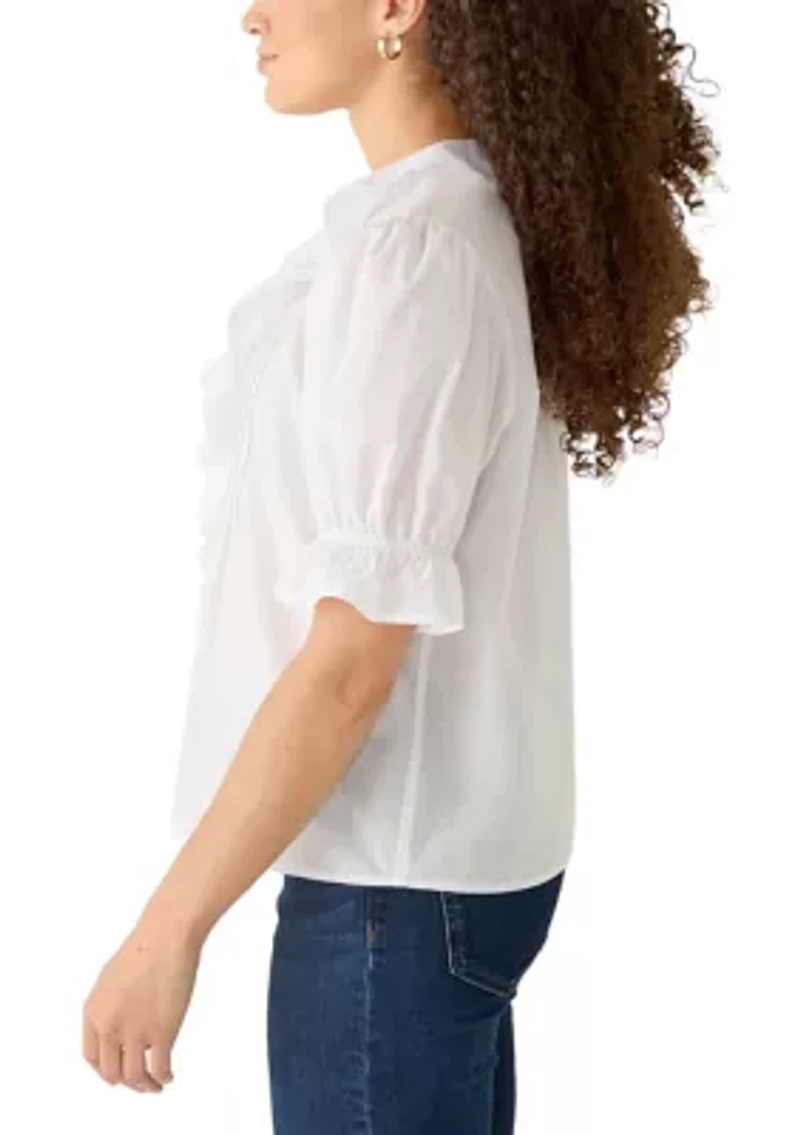 Petite Ruffle Sleeve V-Neck Top