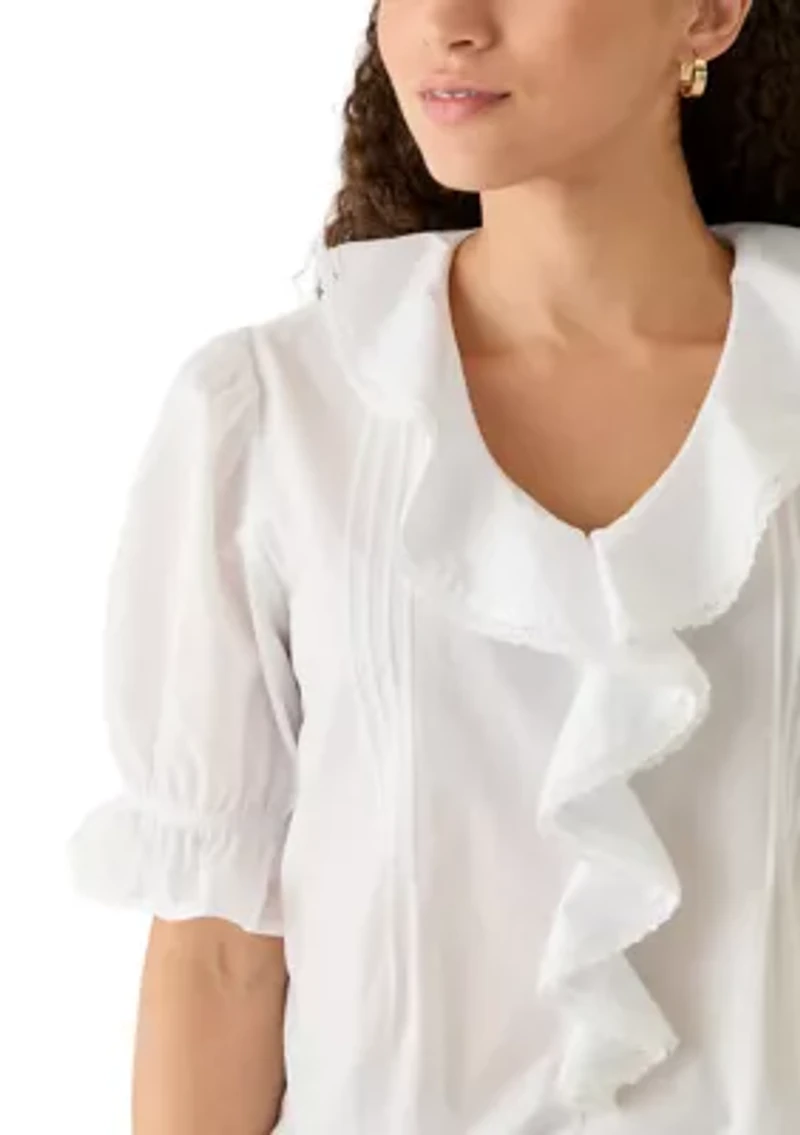 Petite Ruffle Sleeve V-Neck Top