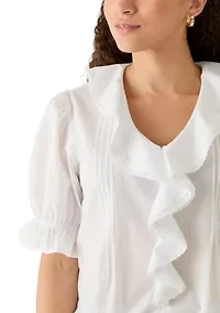 Petite Ruffle Sleeve V-Neck Top