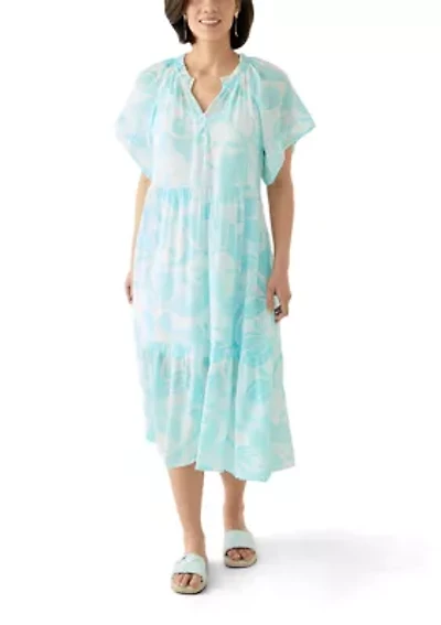 Petite Flutter Sleeve Midi Dress