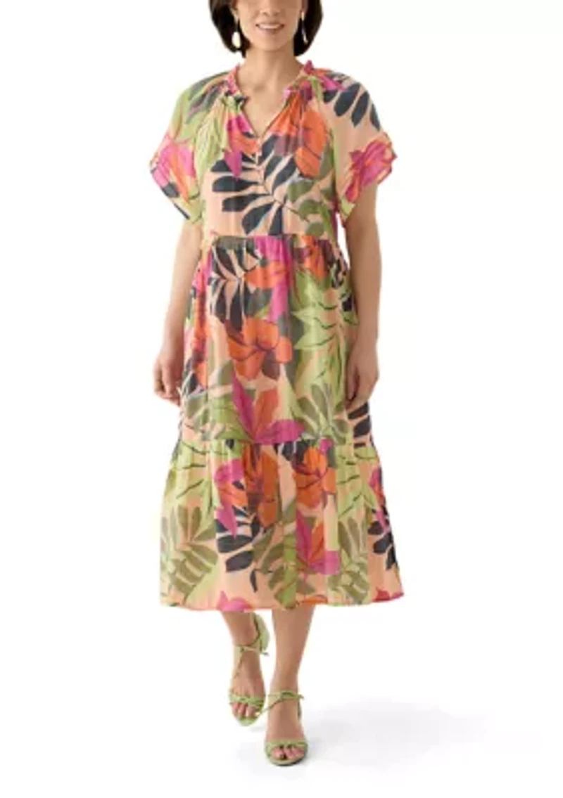 Petite Flutter Sleeve Midi Dress