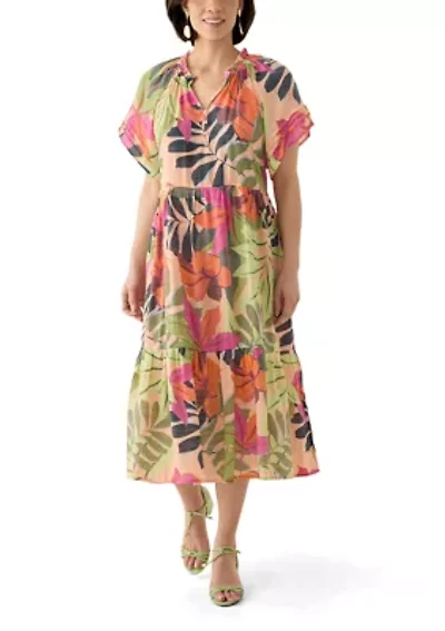 Petite Flutter Sleeve Midi Dress