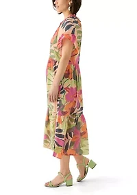 Petite Flutter Sleeve Midi Dress