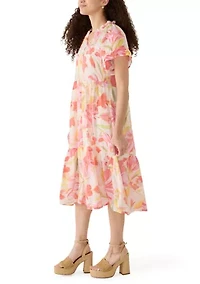 Petite Flutter Sleeve Midi Dress