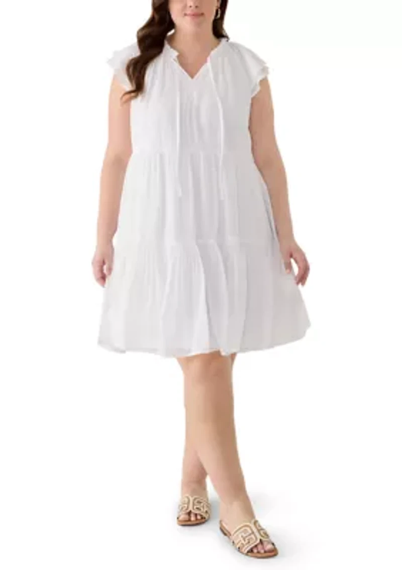 Plus Flutter Sleeve Dress