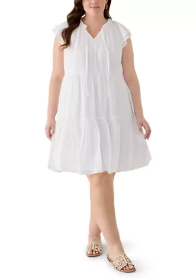 Plus Flutter Sleeve Dress